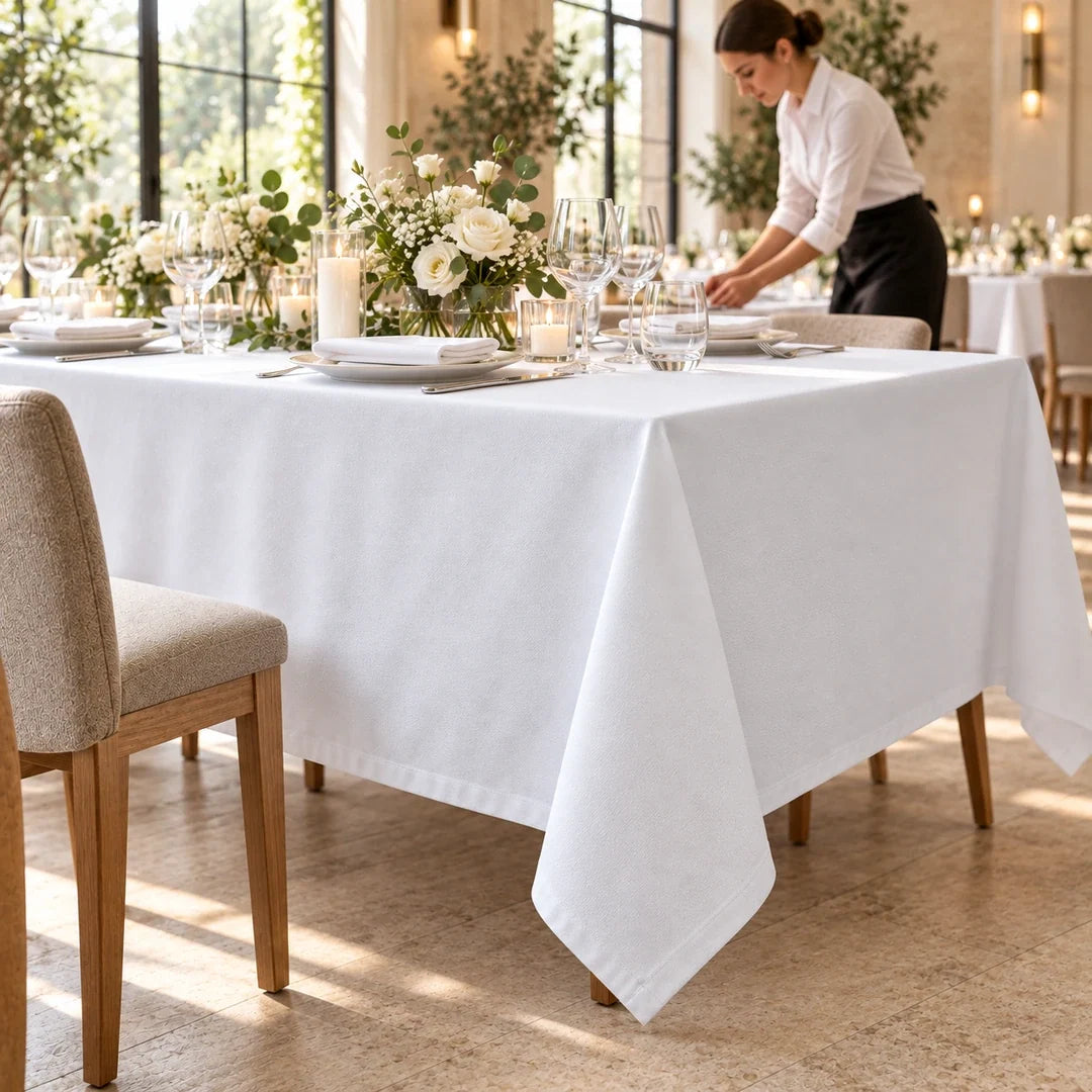 Nappe professionnelle Le Traiteur sur une table dressée pour une réception contemporaine Image