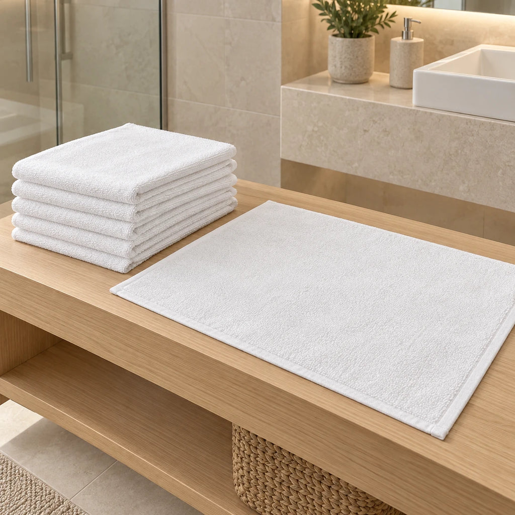 Lot de 6 tapis de douche avec cinq tapis pliés et un tapis déplié