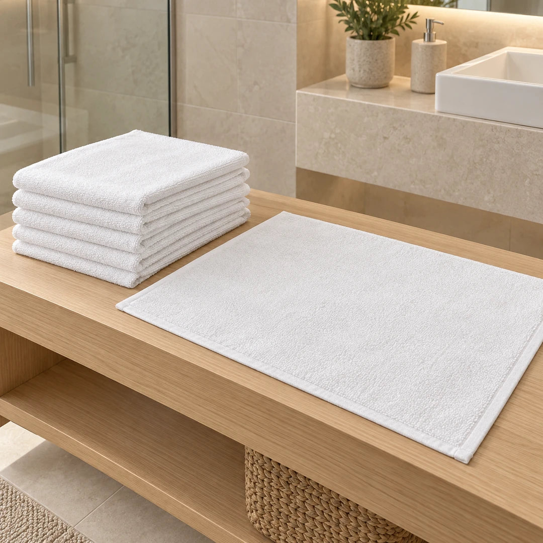 Lot de 6 tapis de douche avec cinq tapis pliés et un tapis déplié