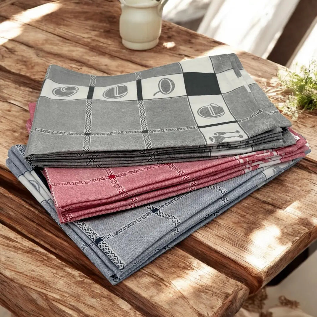 Lot De 6 Torchons De Cuisine 100 % Coton Gaufré, Ultra Doux